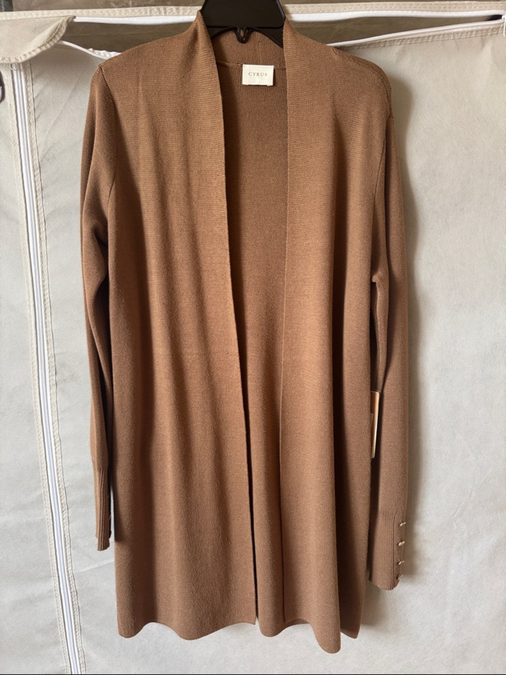 Cyrus Open-Front Long Cardigan - Chestnut Brown